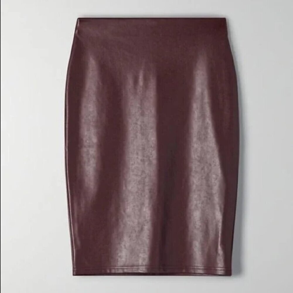 Aritzia Ten by Babaton Glow Skirt Vegan Leather Dark Burgundy Size XS